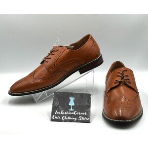 NWT NO Brand Men's Brown Leather Oxford Wingtip Brogue Dress Shoes Sz 11.5 3066